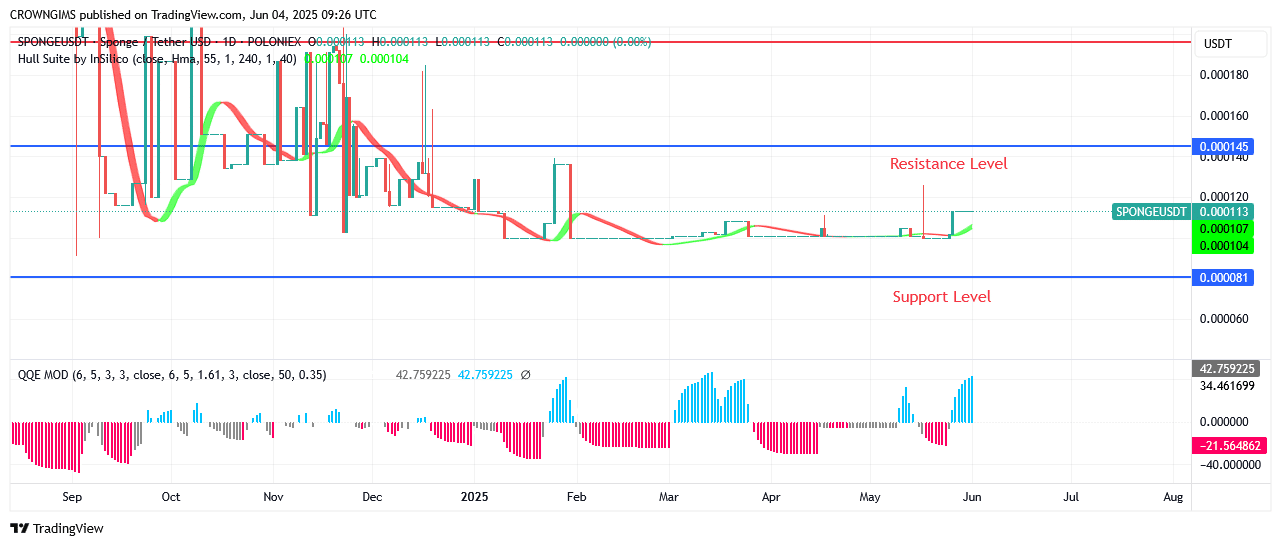 Sponge (SPONGEUSDT) Price May Surpass $0.000196 Zone