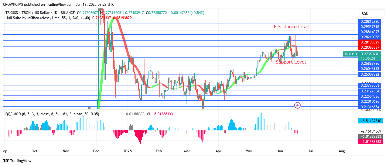 TRON Price Pulls Back at $0.29 Zone