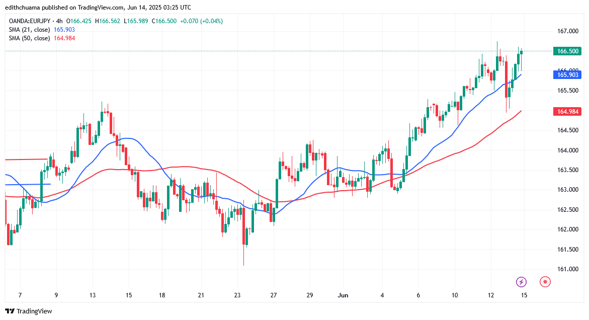 The EUR/JPY Weakens as It Approaches Level 166.45