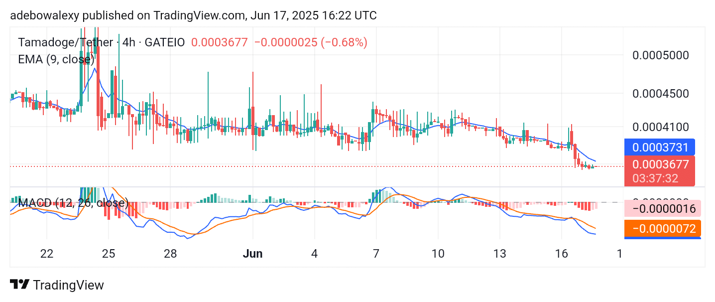 Tamadoge (TAMA) Price Outlook — June 18, 2025: TAMA/USDT Regroups at a Psychological Support