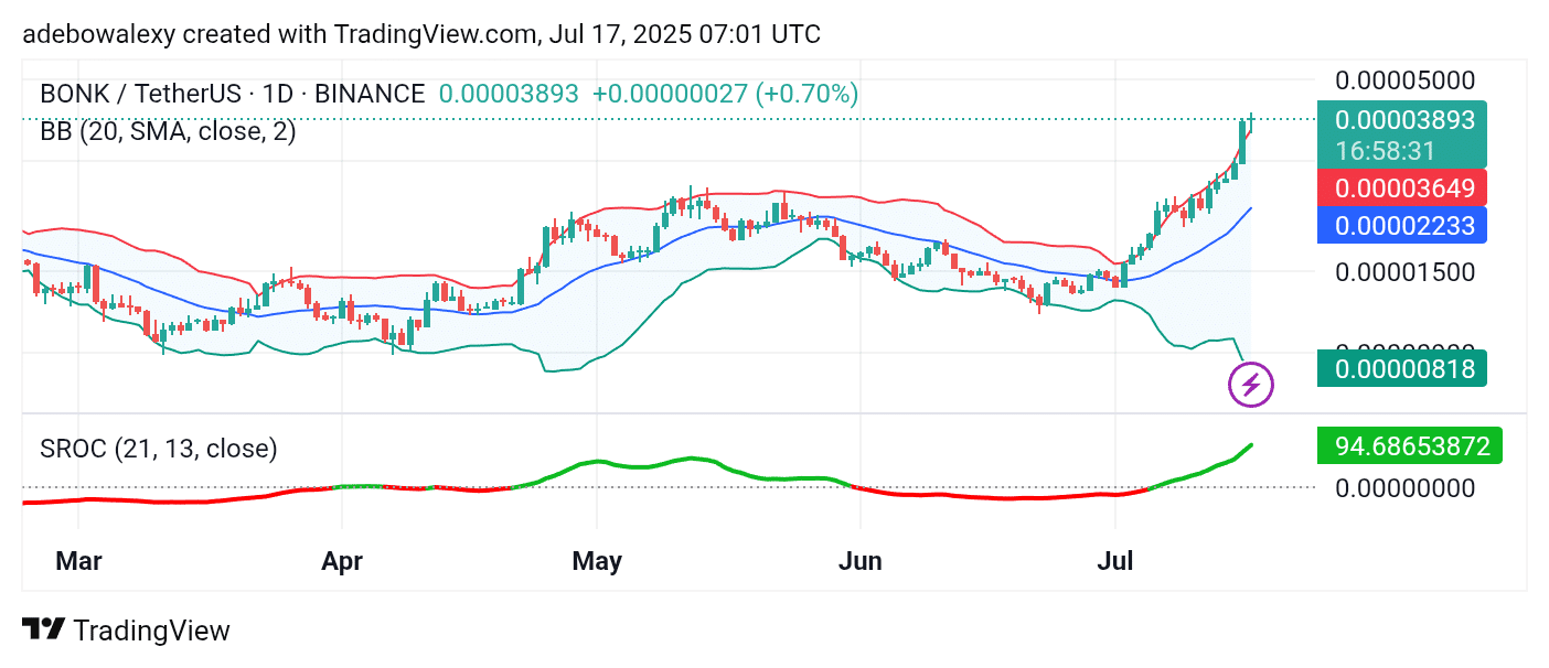 BONK/USDT Bulls Press On Toward the $0.00005000 Price Level