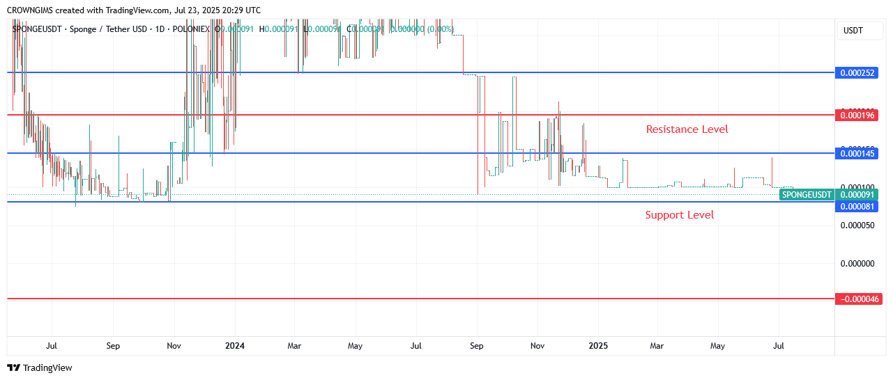 Sponge Price: Bullish Breakout Envisaged at $0.000145