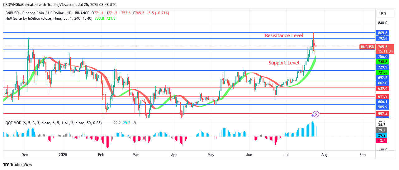 BNB (BNBUSD) Price May Fall