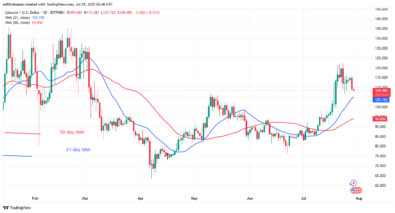 Litecoin's Price Swings below the 0 barrier