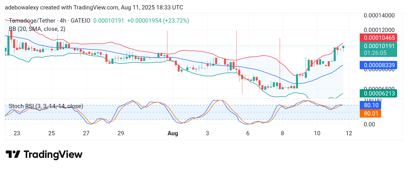 Tamadoge (TAMA) Price Outlook for August 11, 2025: TAMA/USDT Explodes Through Resistance