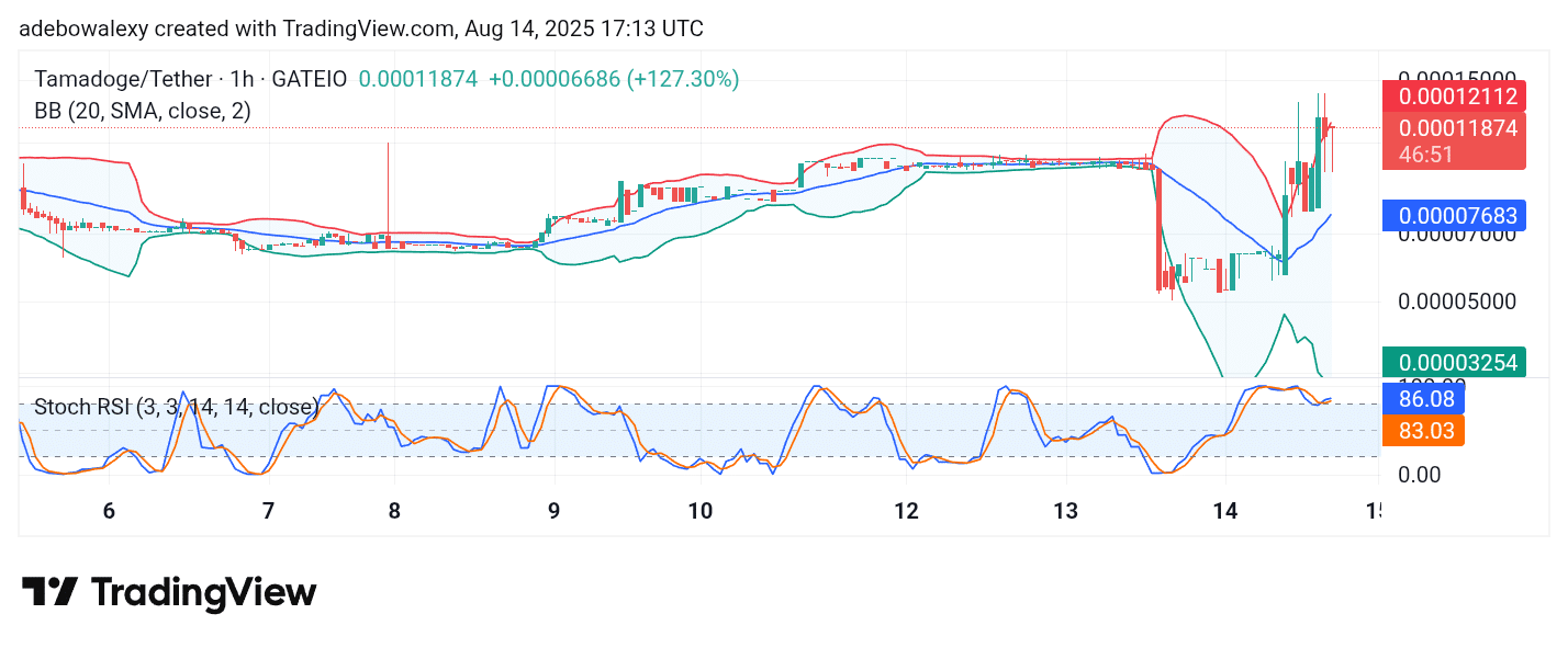 Tamadoge (TAMA) Price Outlook for August 14, 2025: TAMA/USDT Ramps
