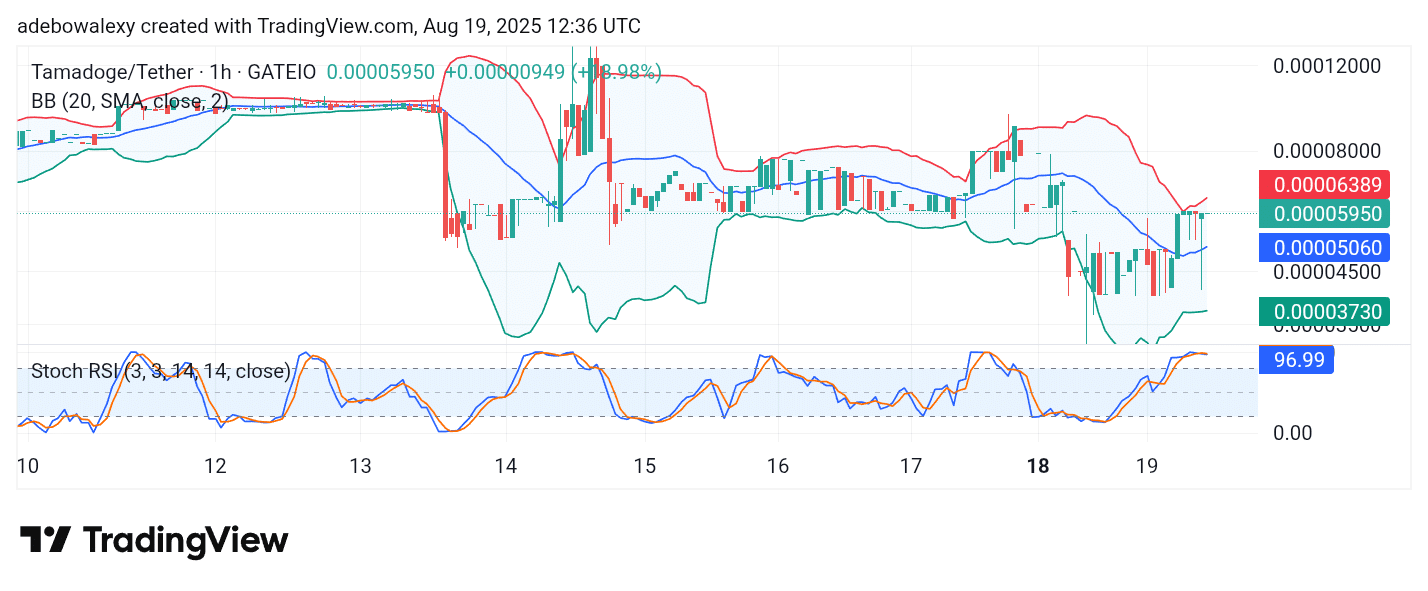 Tamadoge (TAMA) Price Outlook for August 19, 2025: TAMA/USDT Surges Toward $0.00006000