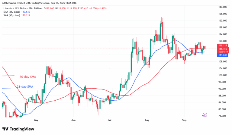 Litecoin Struggles to Remain Above $116