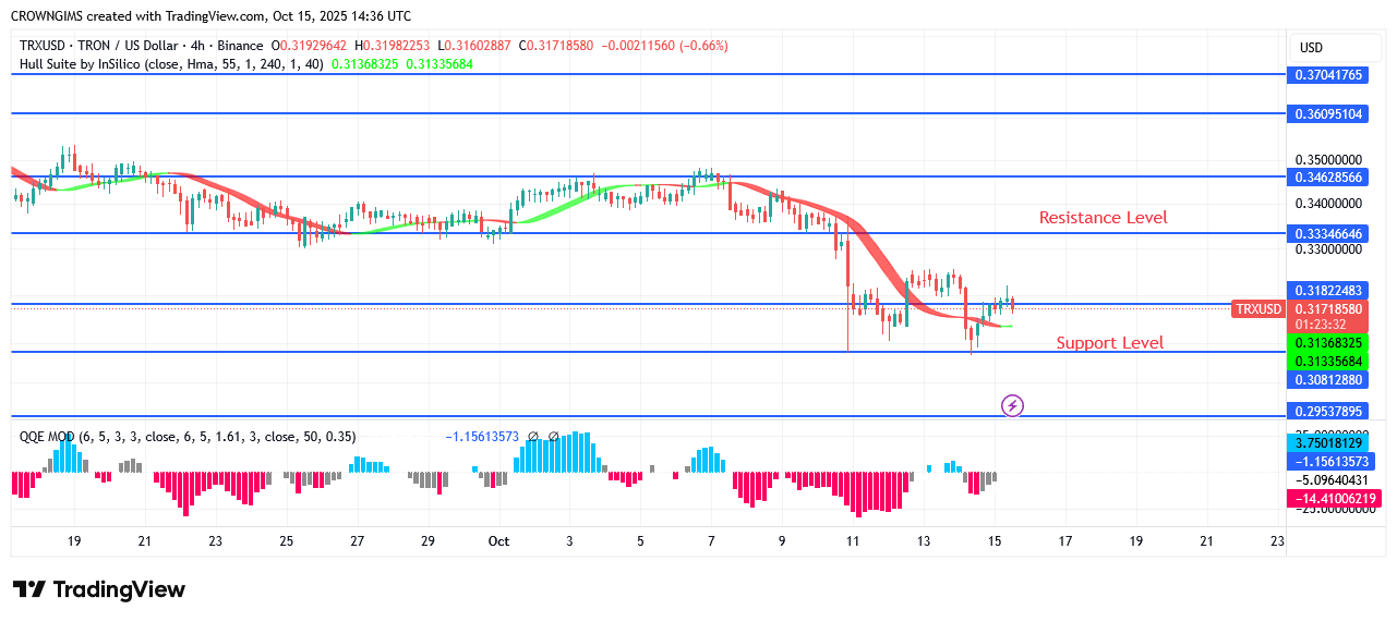 TRON Price Starts Declining When a Double Top Chart Pattern Appear