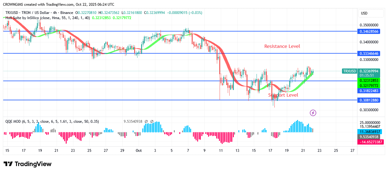TRON Price Commences an Upward Trend