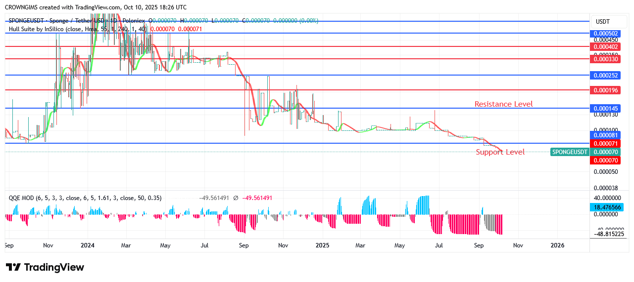 SPONGEUSDT Price Lowered to $0.000081 to Favor New Investors