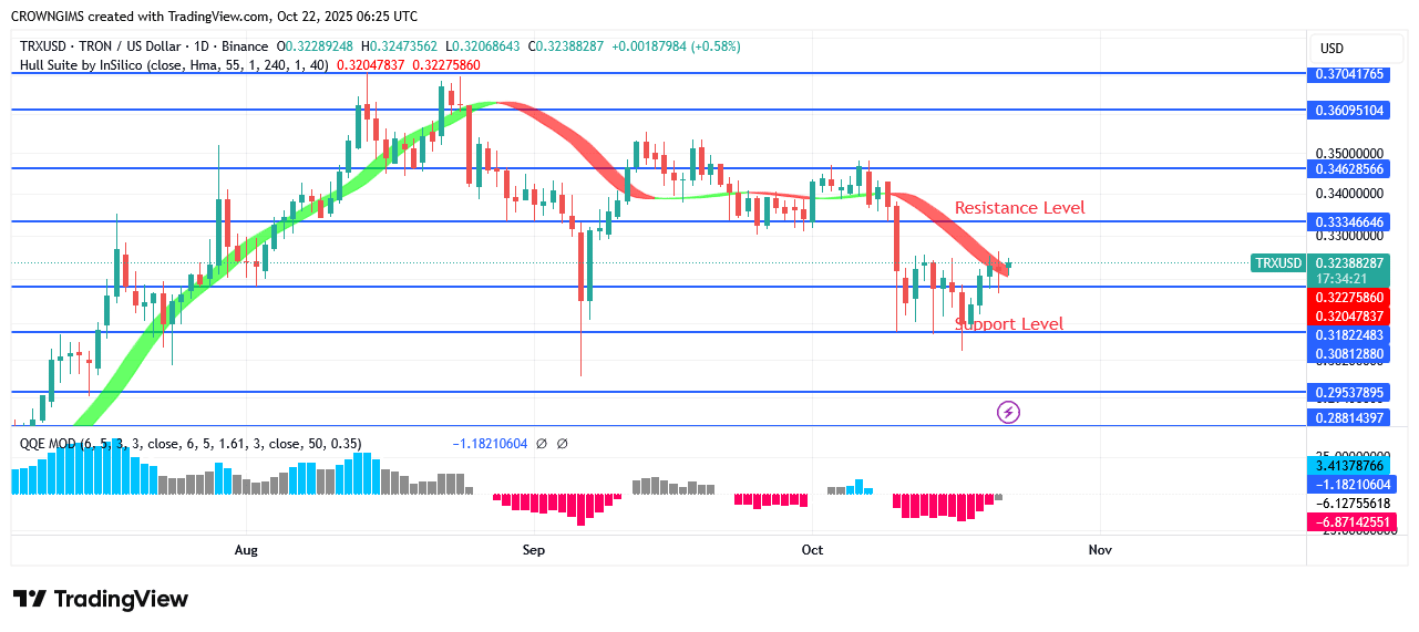 TRON Price Commences an Upward Trend