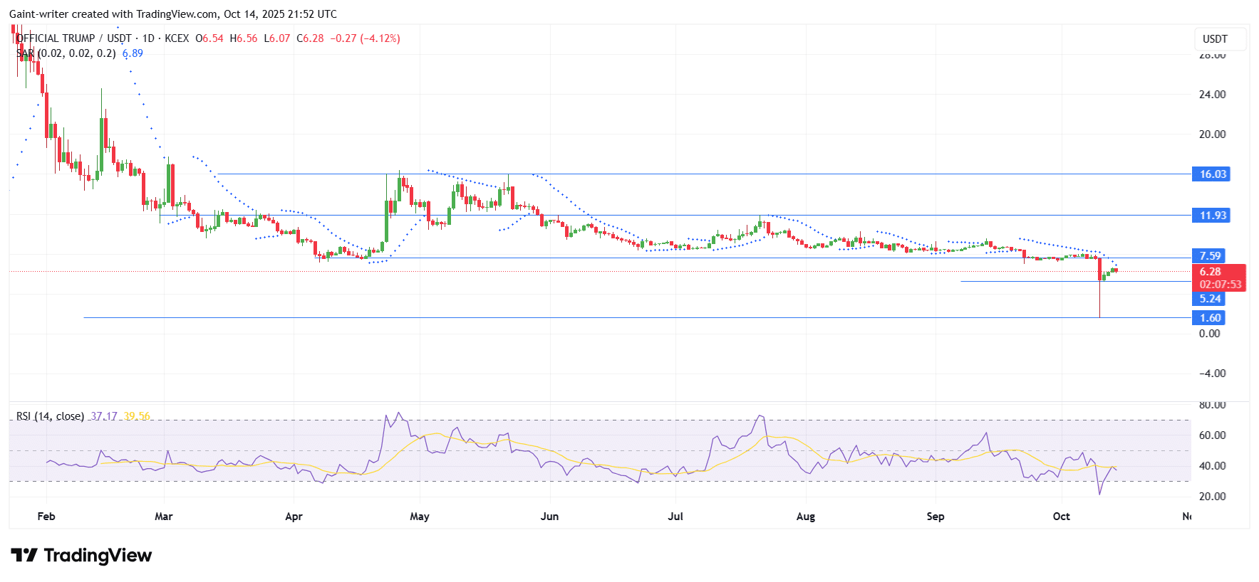 TRUMP/USDT Attempts Modest Recovery After Sharp Decline