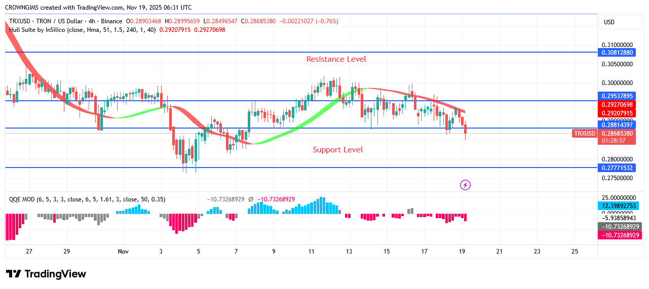 TRON Price: Bearish Movement May Continue to $0.26 Point