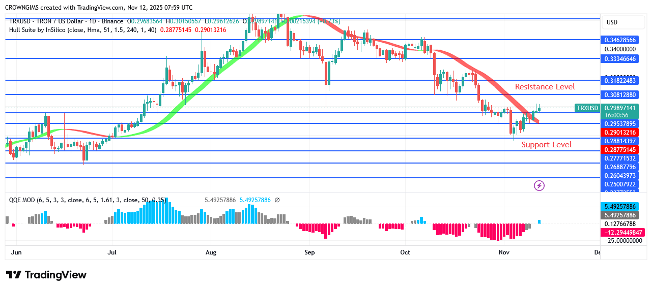 TRON Price: Bullish Reversal Envisaged at $0.27 Level