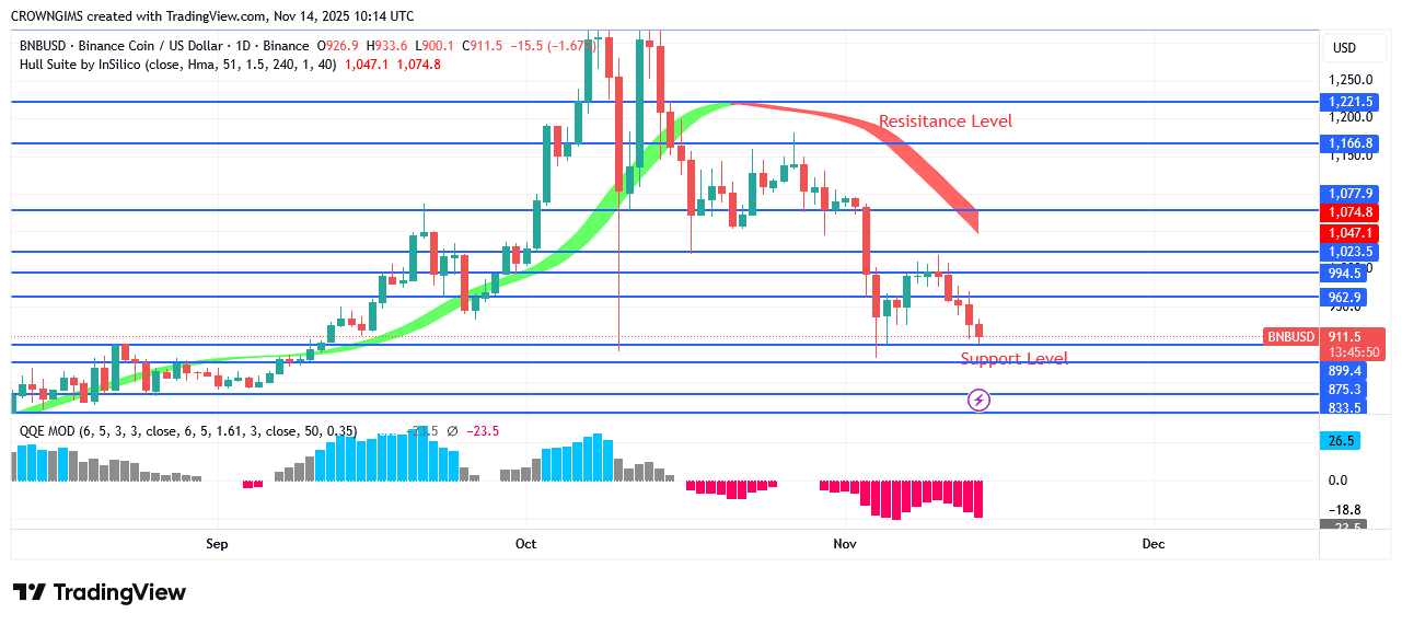 BNB (BNBUSD) Price May Retest 9.4 Level