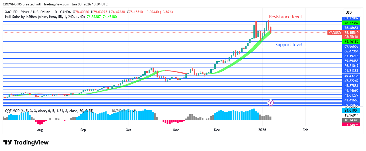 Silver Price: Double Top Chart Pattern at