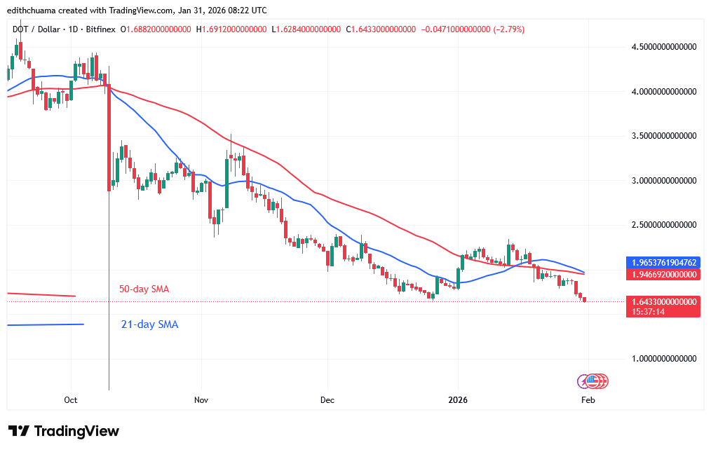 Polkadot Falls to Its $1.60 Low Price