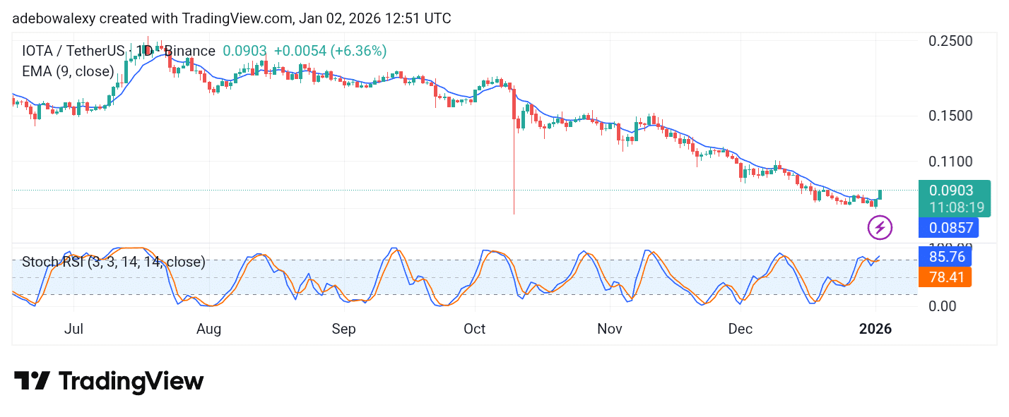 IOTA/USDT Sustains Its Upside Correction
