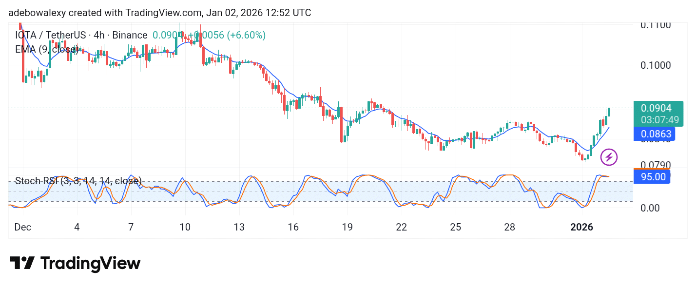 IOTA/USDT Sustains Its Upside Correction