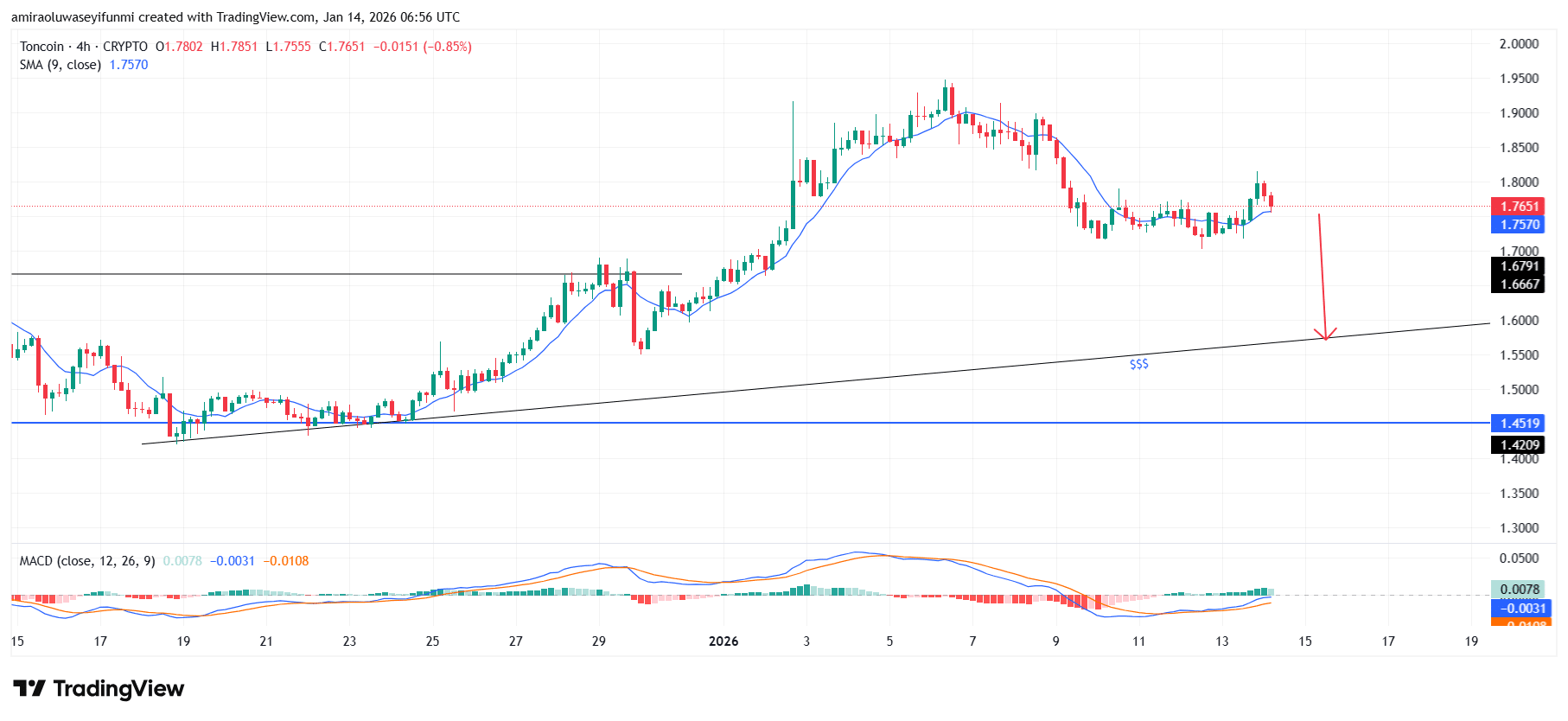 TONUSD Maintains Bearish Bias Amid Fading Momentum and Weakness