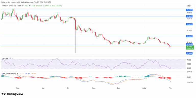 SUI/USDT Holds Near $1.1450 as Sellers Press Momentum Into Oversold Territory