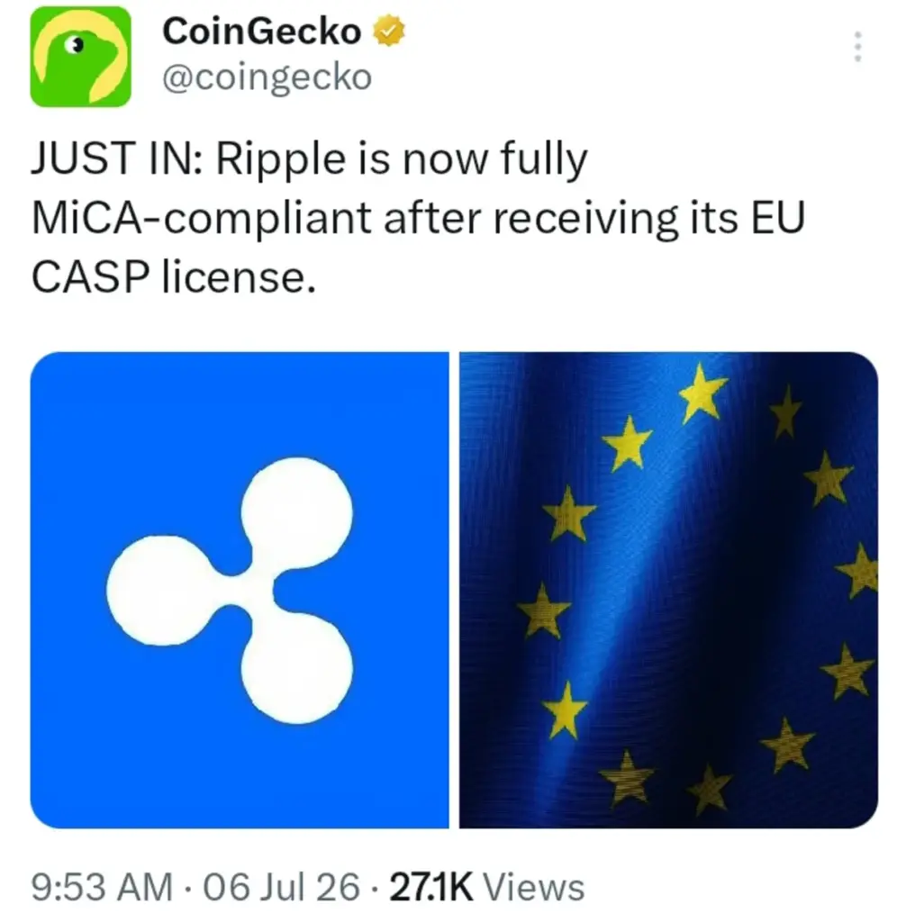 Ripple Lands EU CASP License — Here's Why It Matters for XRP