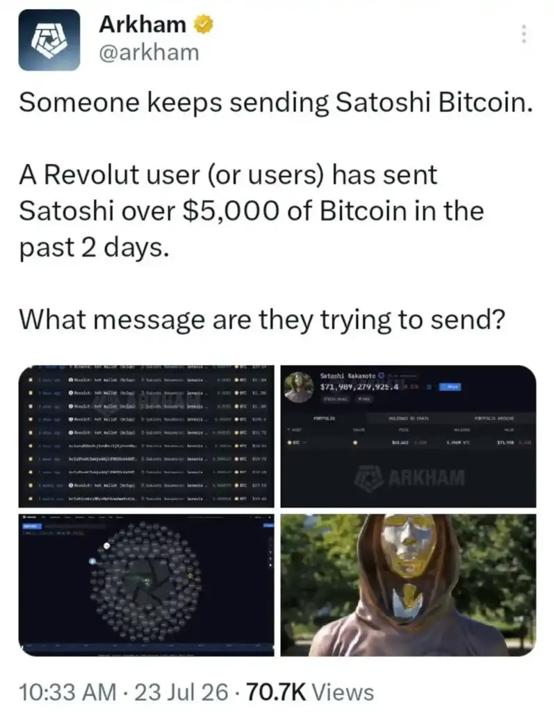 Someone Has Been Quietly Sending Bitcoin to Satoshi's Wallet—But Why?