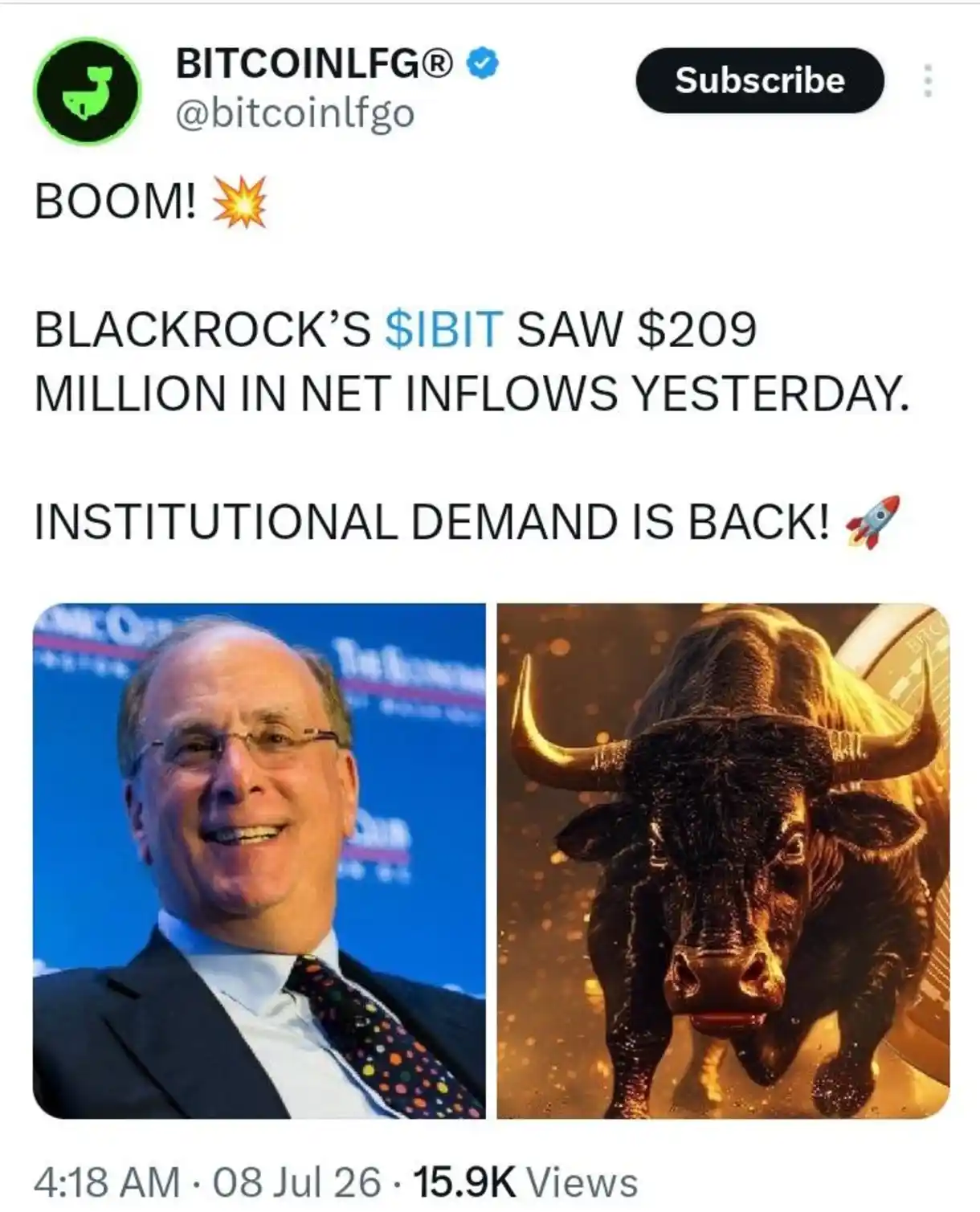 BlackRock's IBIT Attracts $209M in One Day — Is Bitcoin's Rally Back On?