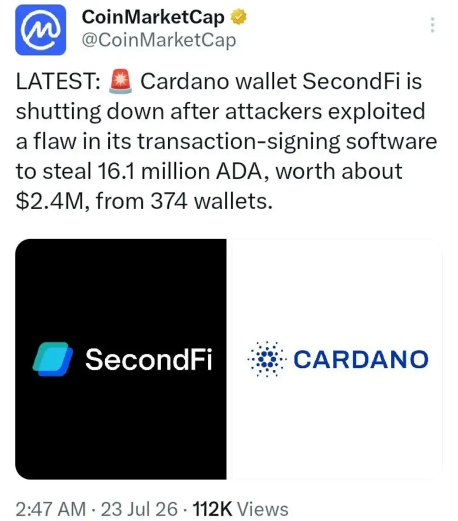 Cardano Users Are on Alert After a $2.4 Million Wallet Exploit