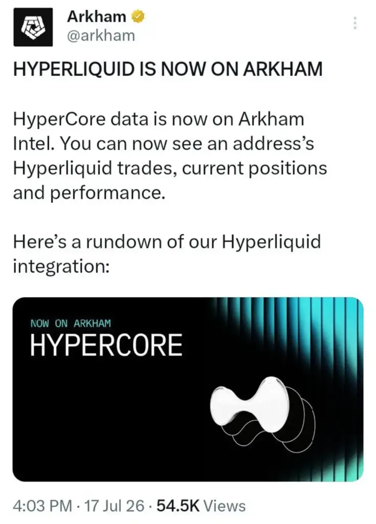 A New Arkham Integration Could Make Hyperliquid More Transparent Than Ever