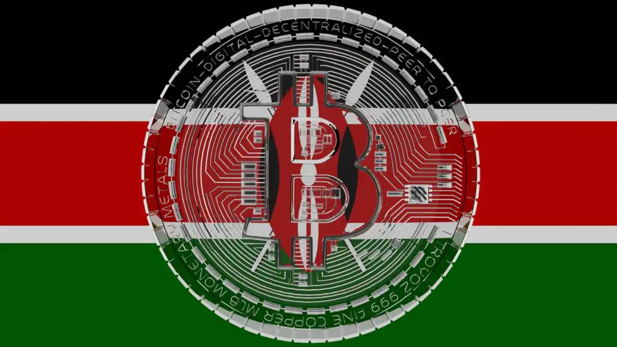 A blended image of the Kenyan flag with Bitcoin.