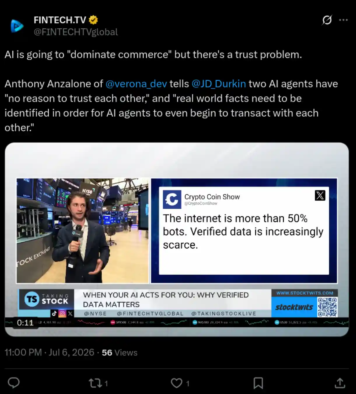 X post noting the limitations of AI agents.